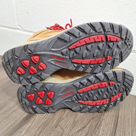 Columbia Newton Ridge Plus Waterproof Hiking Boots Tan Red Womens 7.5 BL1552-286 - Picture 9 of 10